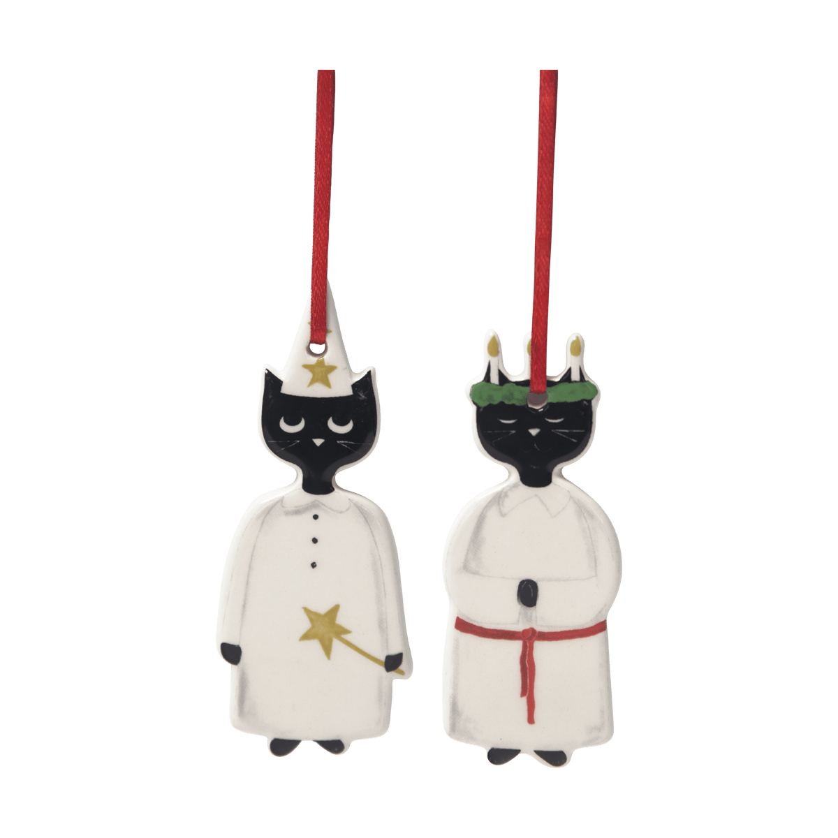 Pluto Design Décoration de Noël Christmas Cats - 2 pièces Noir-blanc