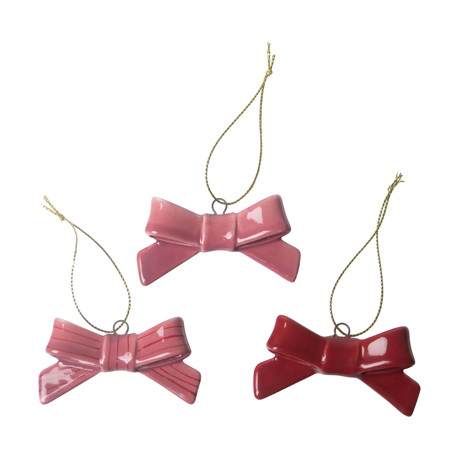 Décorations suspendues 3 pièces Bow, Rouge-rose Pluto Design