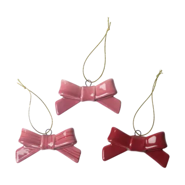 Décorations suspendues 3 pièces Bow - Rouge-rose - Pluto Design