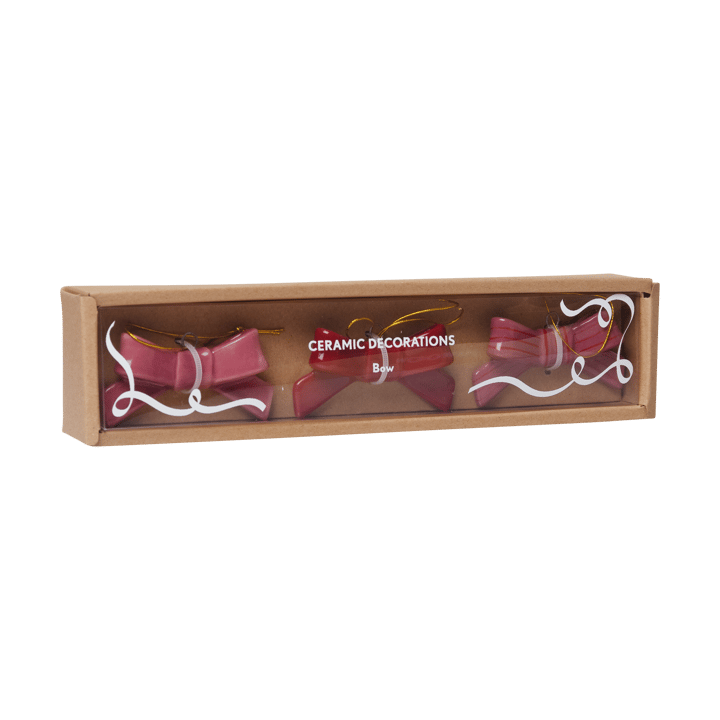 Décorations suspendues 3 pièces Bow, Rouge-rose Pluto Design