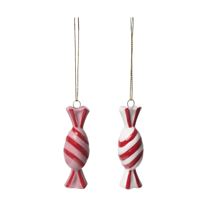 Décorations suspendues Candy 2 pièces - Rouge-blanc - Pluto Design