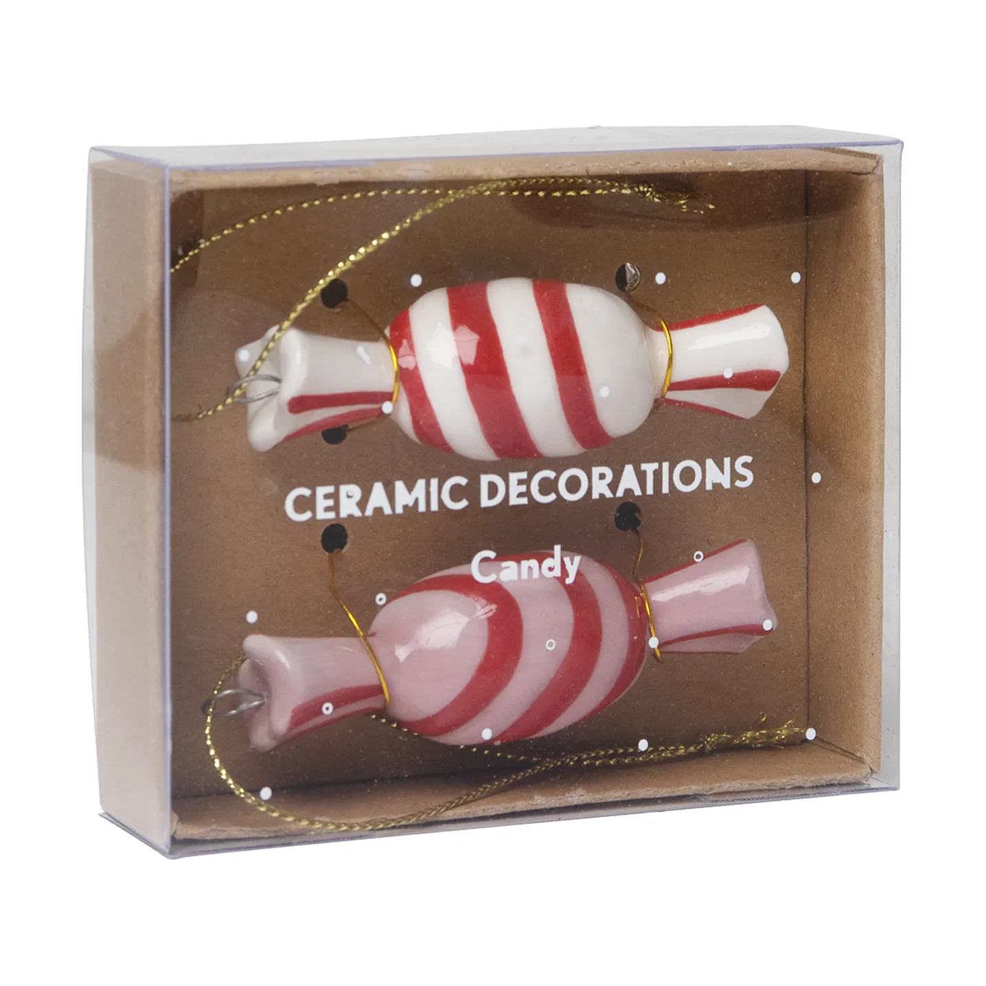 Décorations suspendues Candy 2 pièces, Rouge-blanc Pluto Design