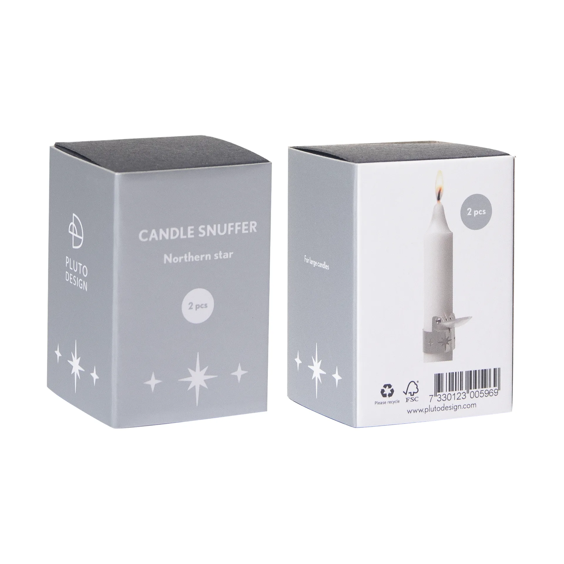 Éteignoir à bougie Northern Star lot de 2, Argent Pluto Design