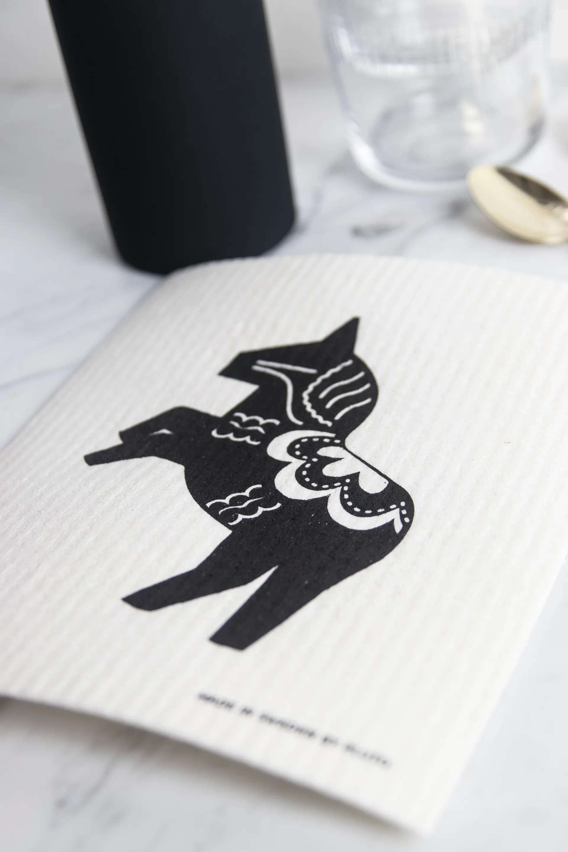 Häst lavette 17x20 cm, Noir-blanc Pluto Design