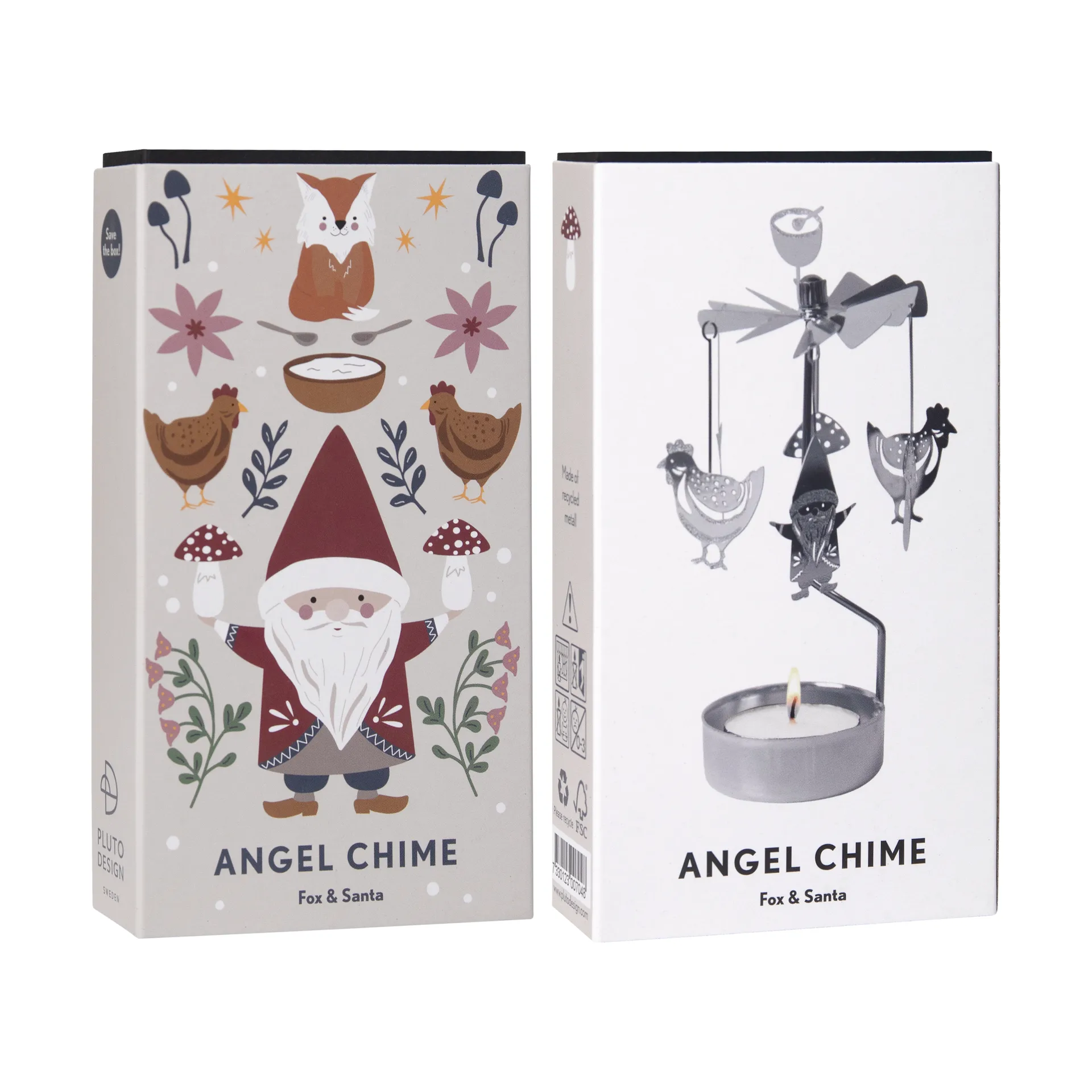 Mobile ange Fox & Santa, Argent Pluto Design