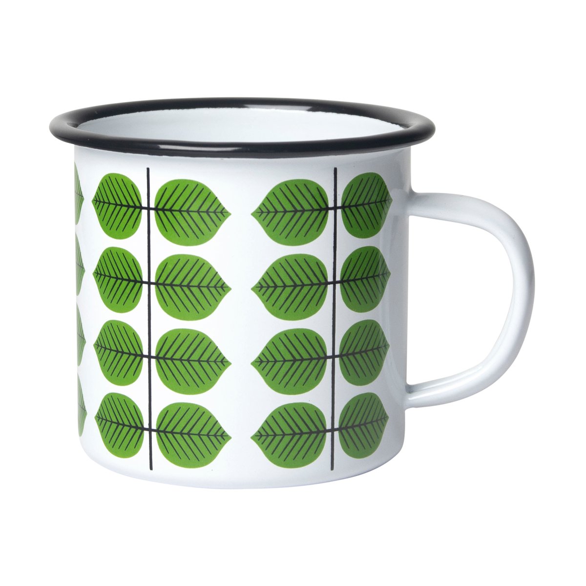 Pluto Design Mug en émail Berså Blanc-vert | Design Scandinave | Tasses à café | Blanc