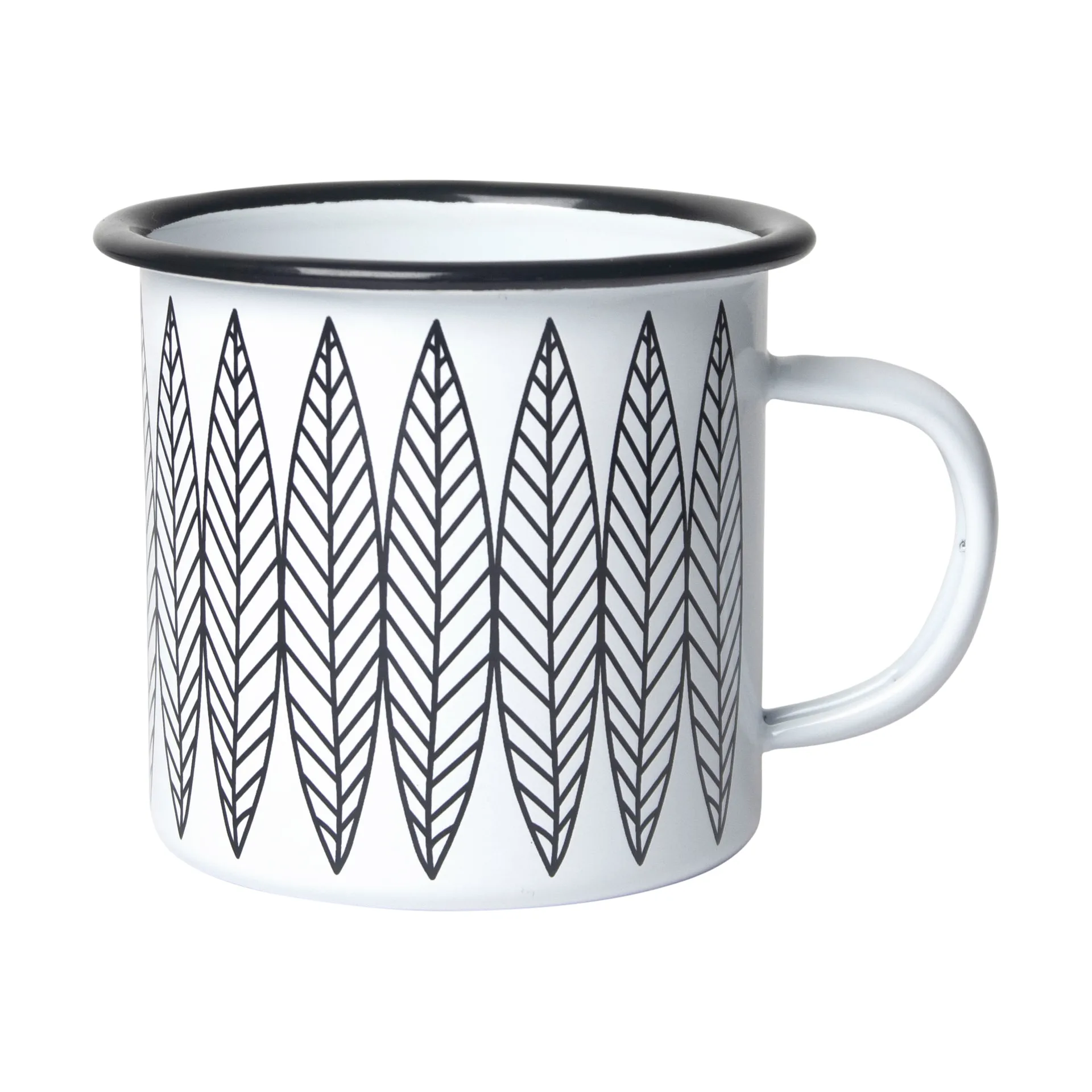 Mug en émail Salix, Blanc-noir Pluto Design