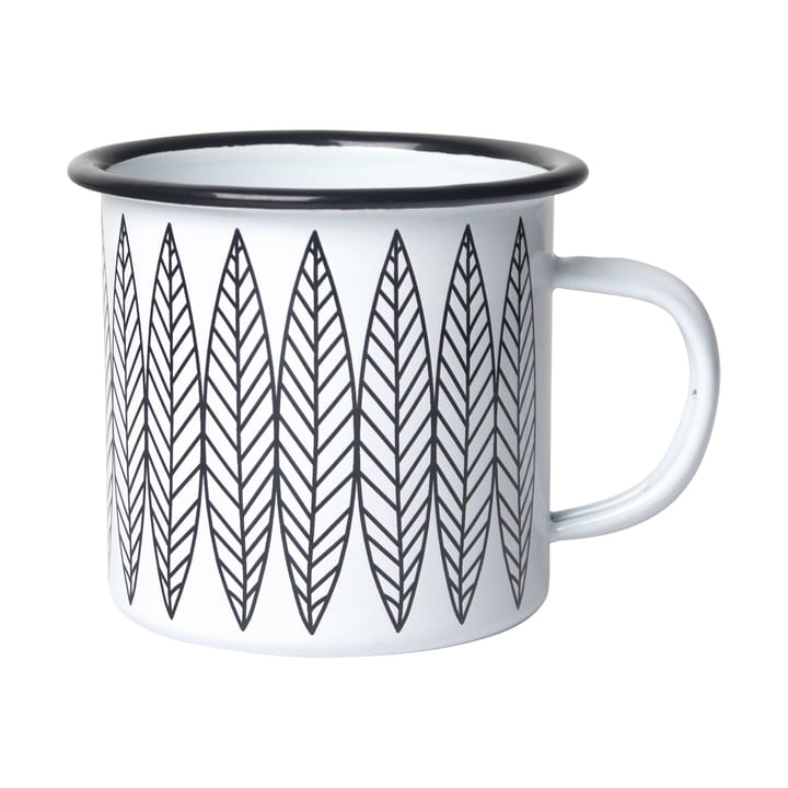 Mug en émail Salix - Blanc-noir - Pluto Design