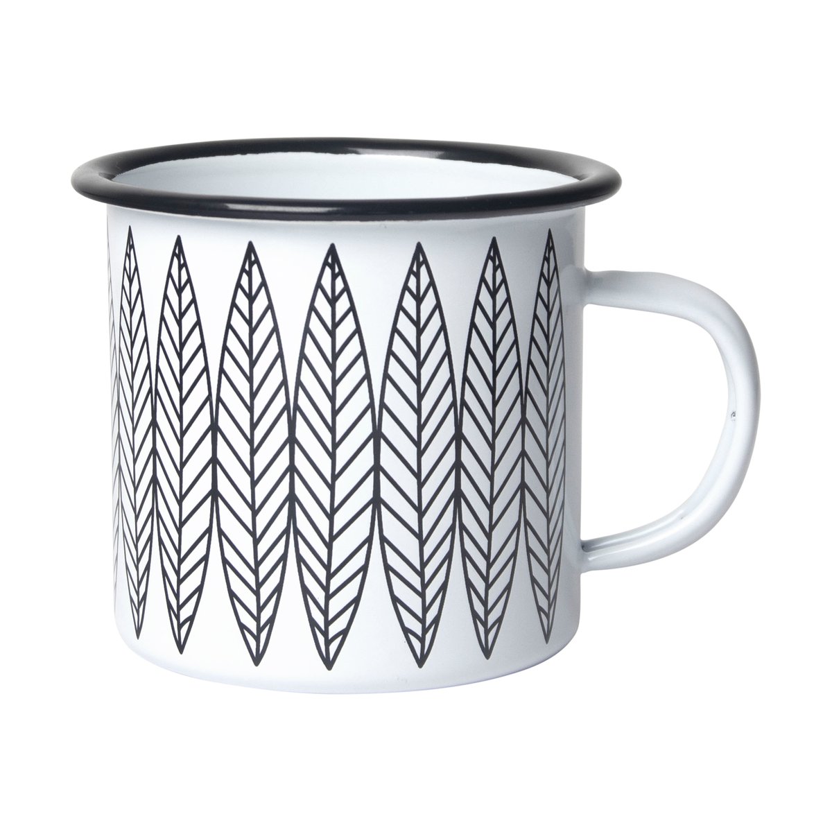 Pluto Design Mug en émail Salix Blanc-noir | Design Scandinave | Tasses à café | Blanc