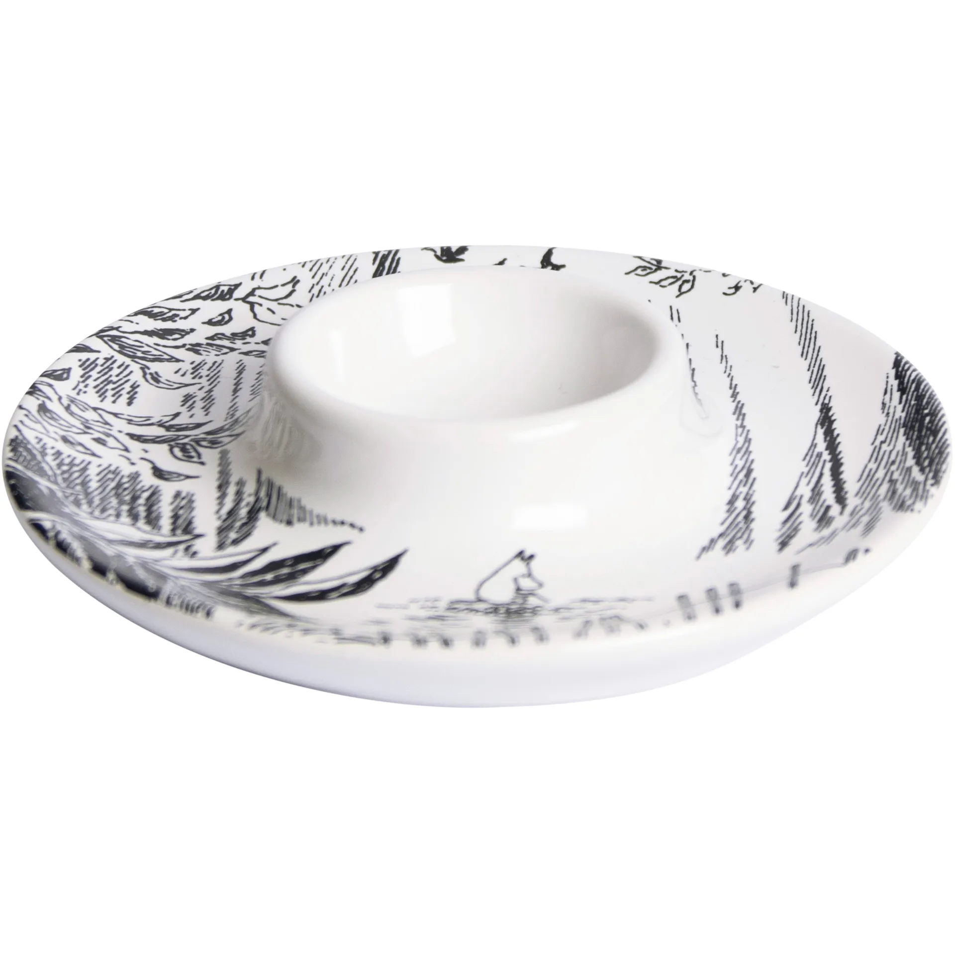 Mumin coquetier avec soucoupe, Noir-blanc Pluto Design