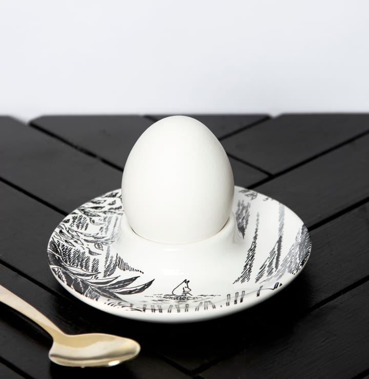 Mumin coquetier avec soucoupe, Noir-blanc Pluto Design