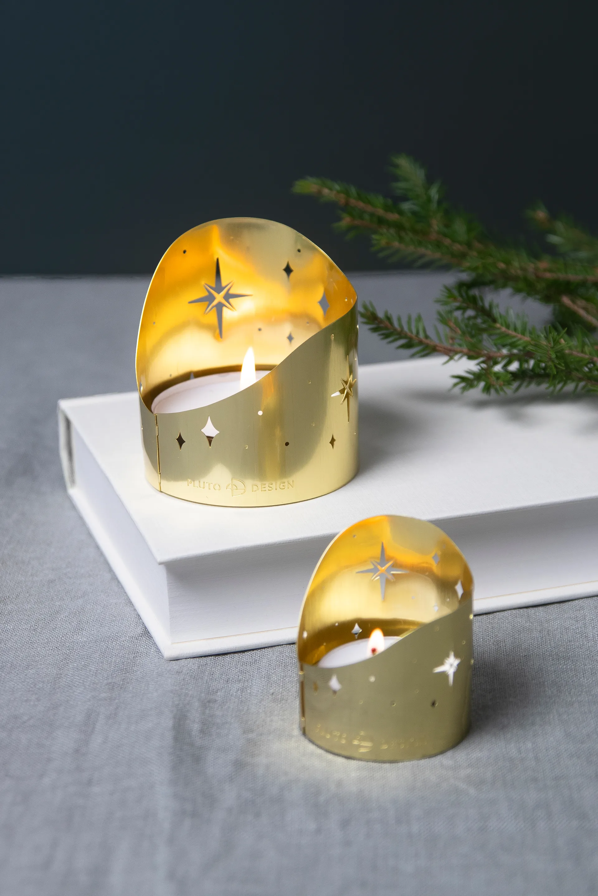 Porte-bougie Northern Star Ø6,5 cm, Métal plaqué or Pluto Design