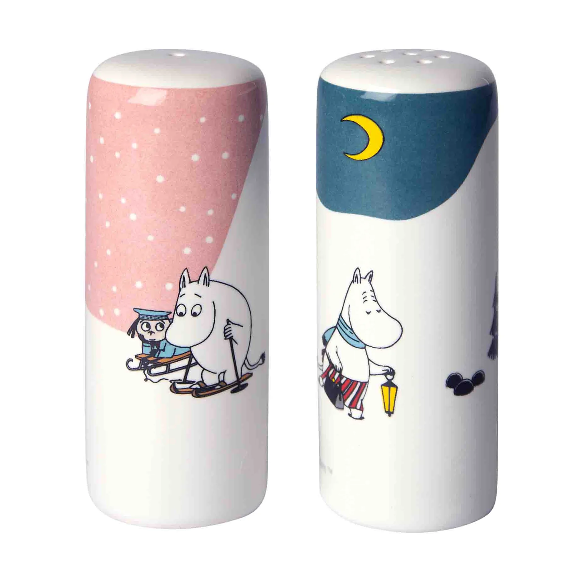 Salière et poivrière Moomin vinter, Rose-bleu-blanc Pluto Design