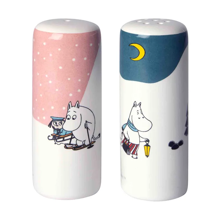 Salière et poivrière Moomin vinter - Rose-bleu-blanc - Pluto Design