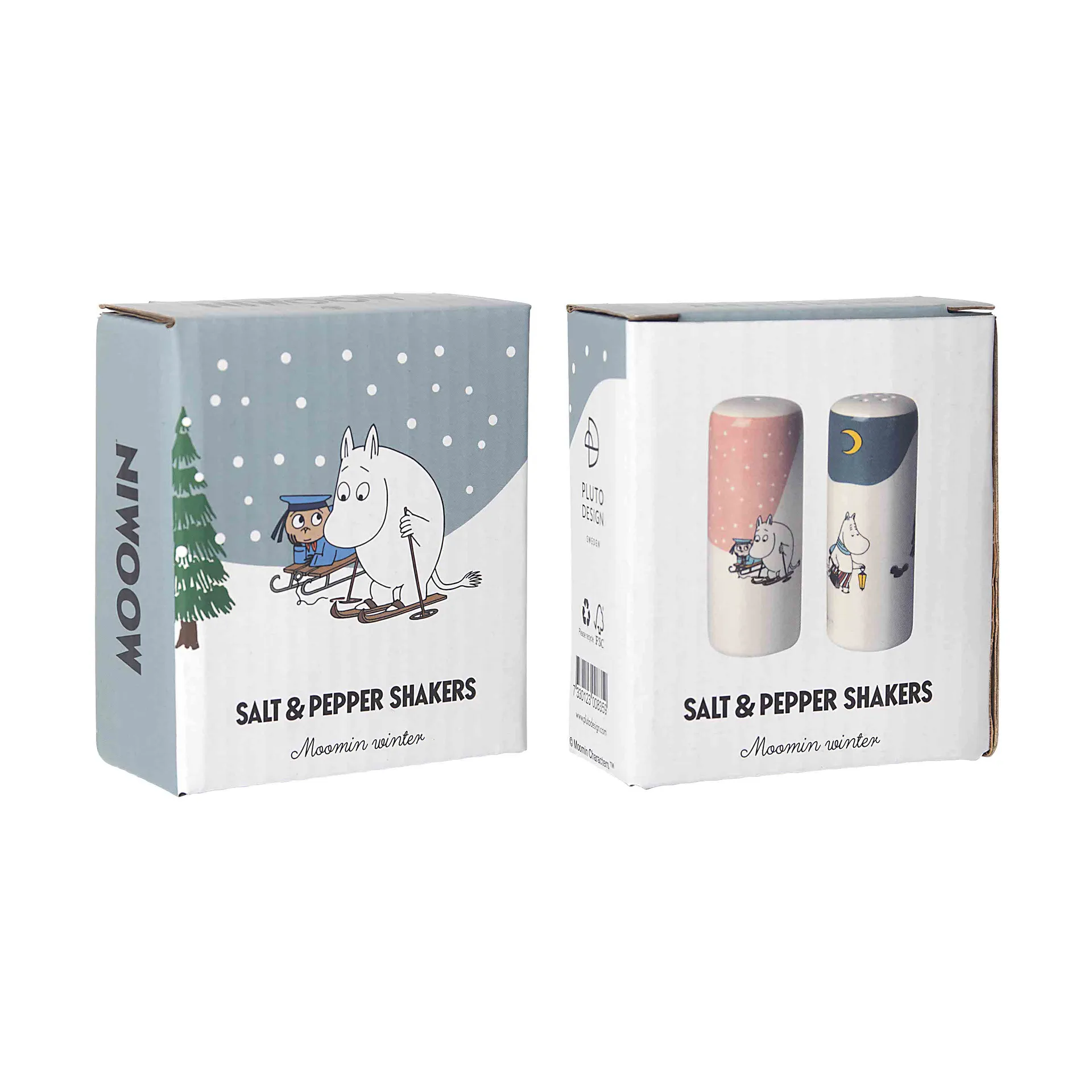 Salière et poivrière Moomin vinter, Rose-bleu-blanc Pluto Design