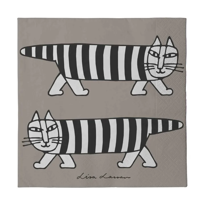 Serviettes Lisa Larsson Mikey lot de 24 - Gris - Pluto Design