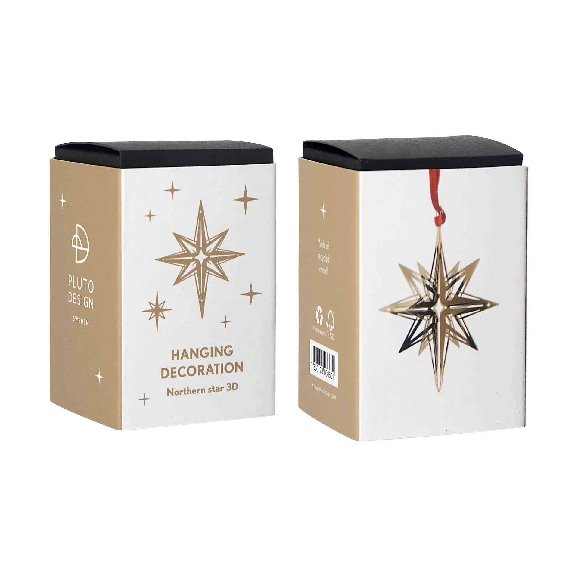 Suspension de Noël 3D Northern star, Or
 Pluto Design