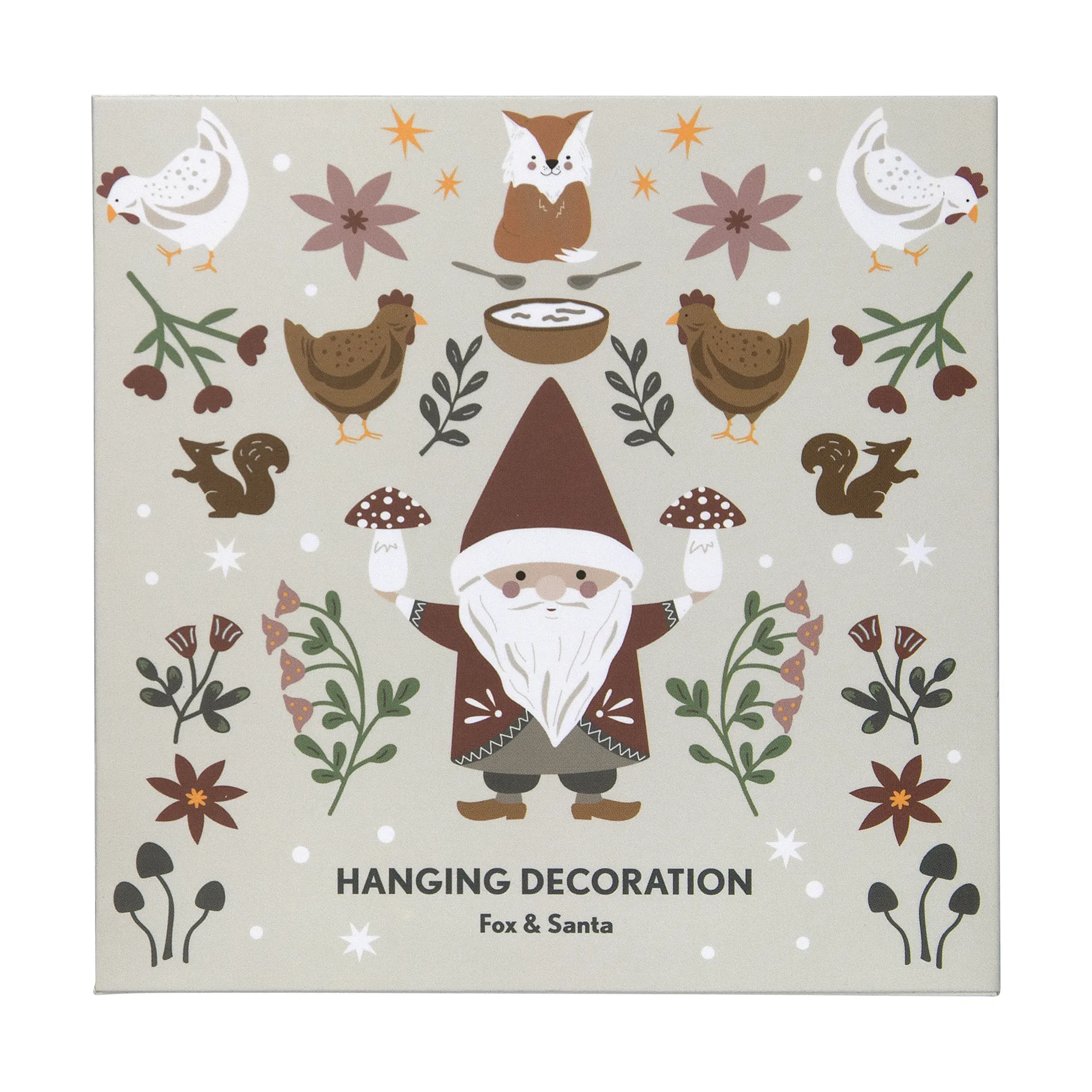 Suspension de Noël Fox & Santa, Argent Pluto Design