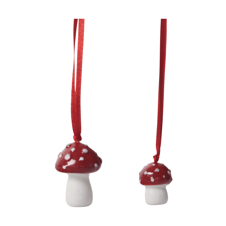 Suspension de sapin de Noël amanite, lot de 2 - Blanc-rouge - Pluto Design