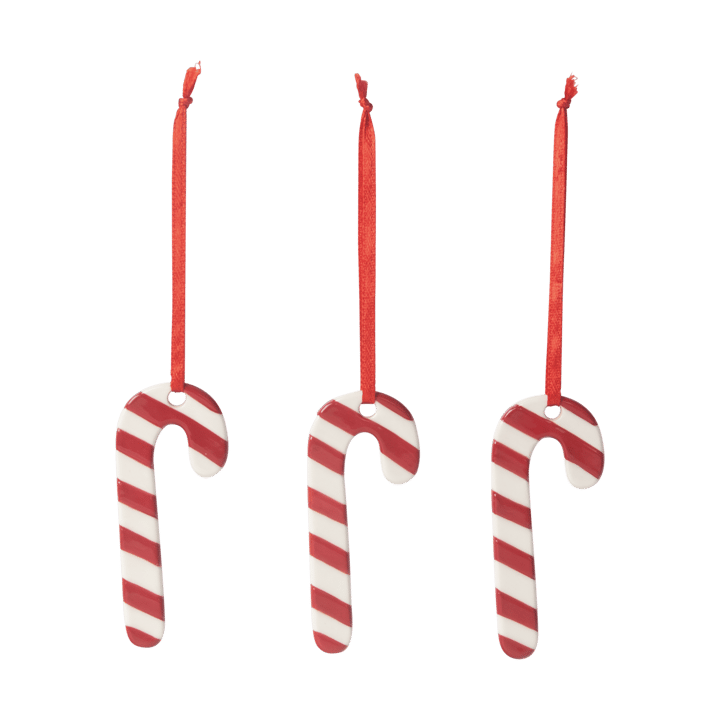 Suspension de sapin de Noël sucre d'orge, lot de 3 - Blanc-rouge - Pluto Design