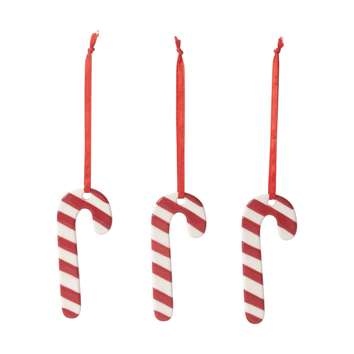 Suspension de sapin de Noël sucre d'orge, lot de 3 - Blanc-rouge - Pluto Design