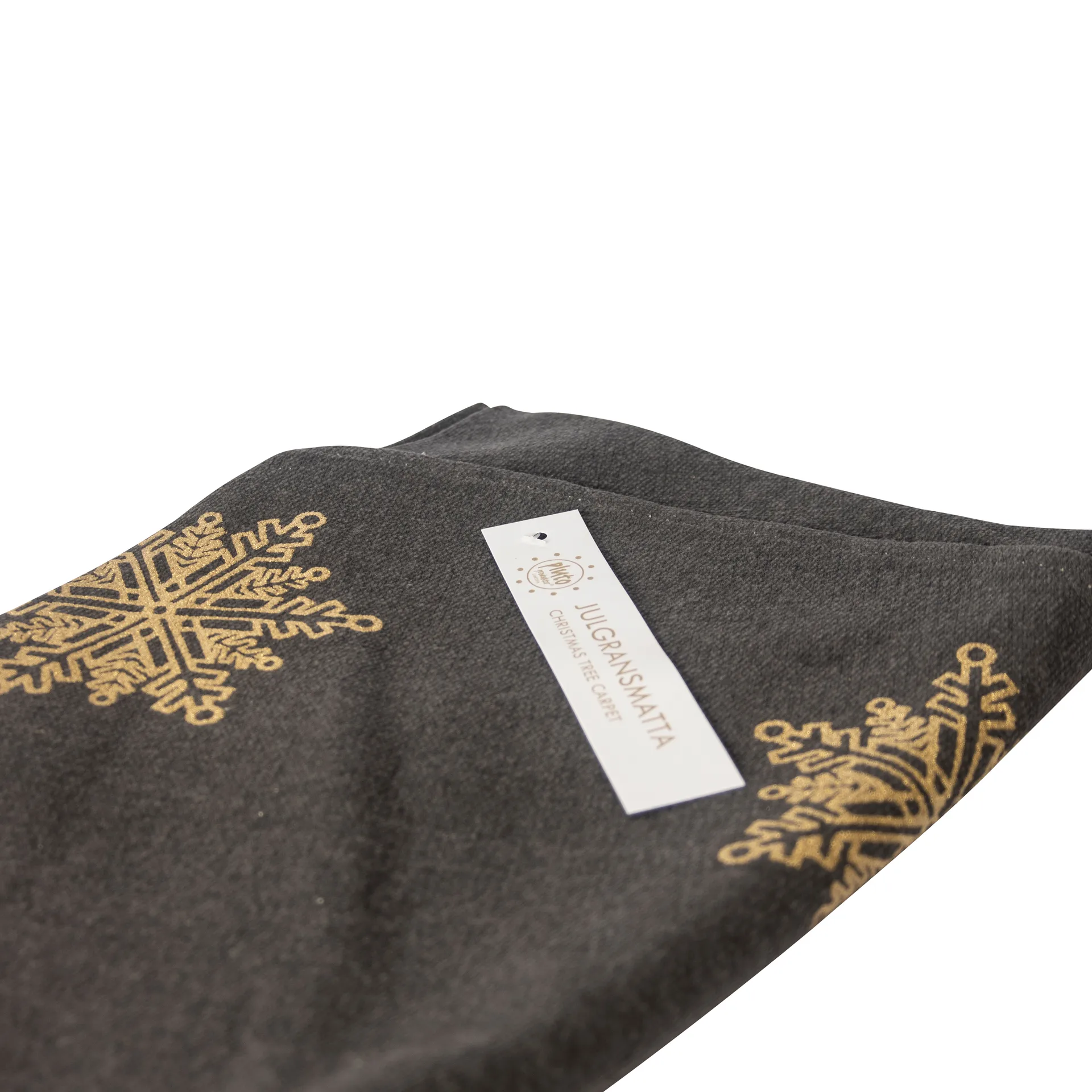 Tapis de sapin de Noël étoile de neige Ø110 cm, Gris-doré Pluto Design