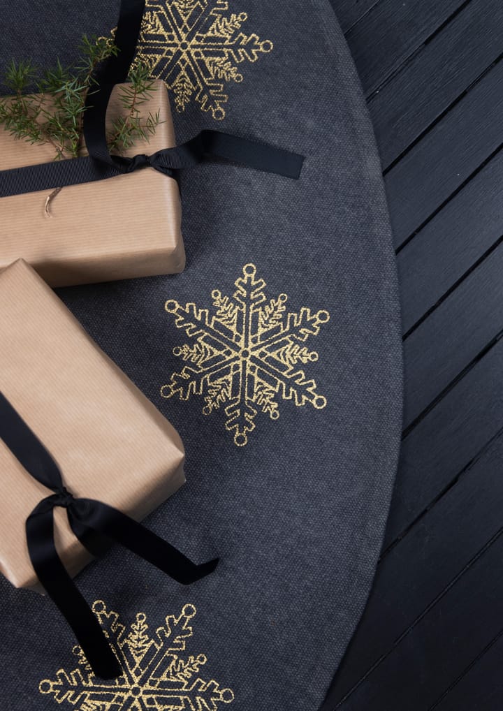 Tapis de sapin de Noël étoile de neige Ø110 cm, Gris-doré Pluto Design