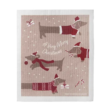 Torchon éponge Jolly dogs - Rouge-gris - Pluto Design