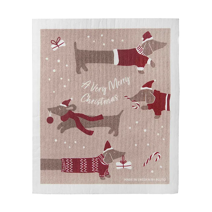 Torchon éponge Jolly dogs - Rouge-gris - Pluto Design