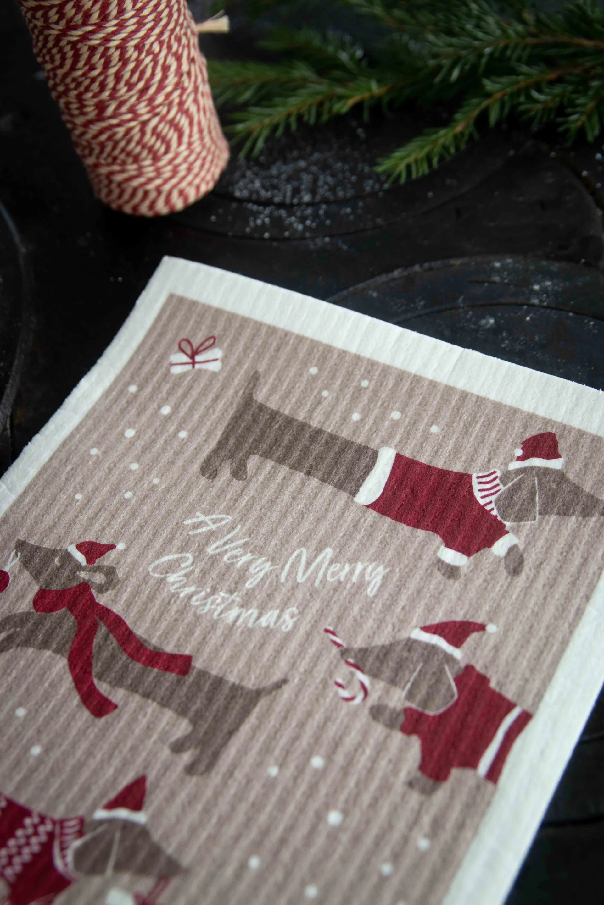 Torchon éponge Jolly dogs, Rouge-gris Pluto Design