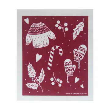 Torchon Winter 17x20 cm - Rouge-gris - Pluto Design