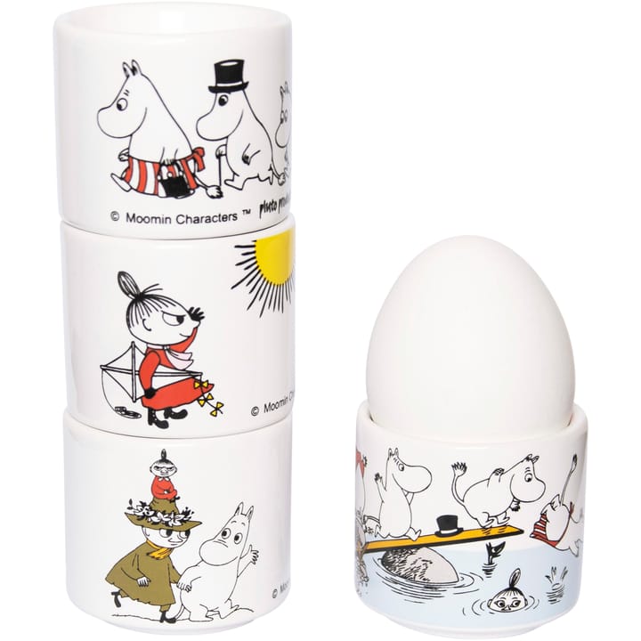 Mumin coquetier avec soucoupe, coquetier en couleurs 4 pièces - Blanc avec motif - Pluto Produkter