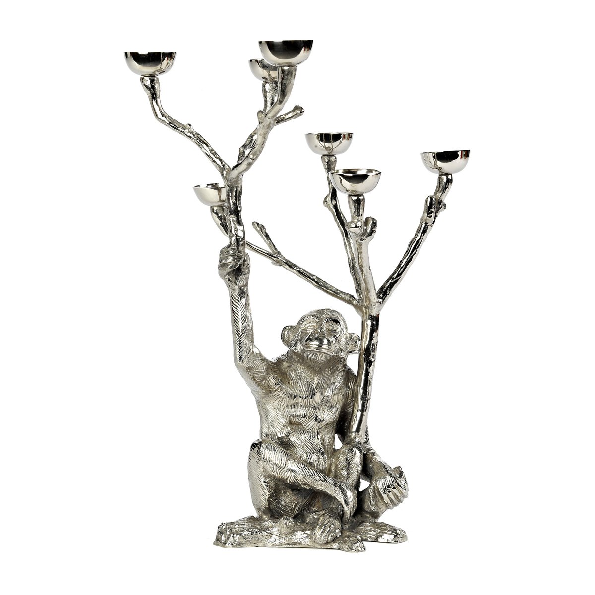 POLSPOTTEN Bougeoir Monkey 40 cm Argent | Design Scandinave | Bougeoirs | Argenté