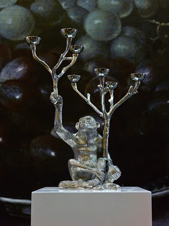 Bougeoir Monkey 40 cm, Argent POLSPOTTEN