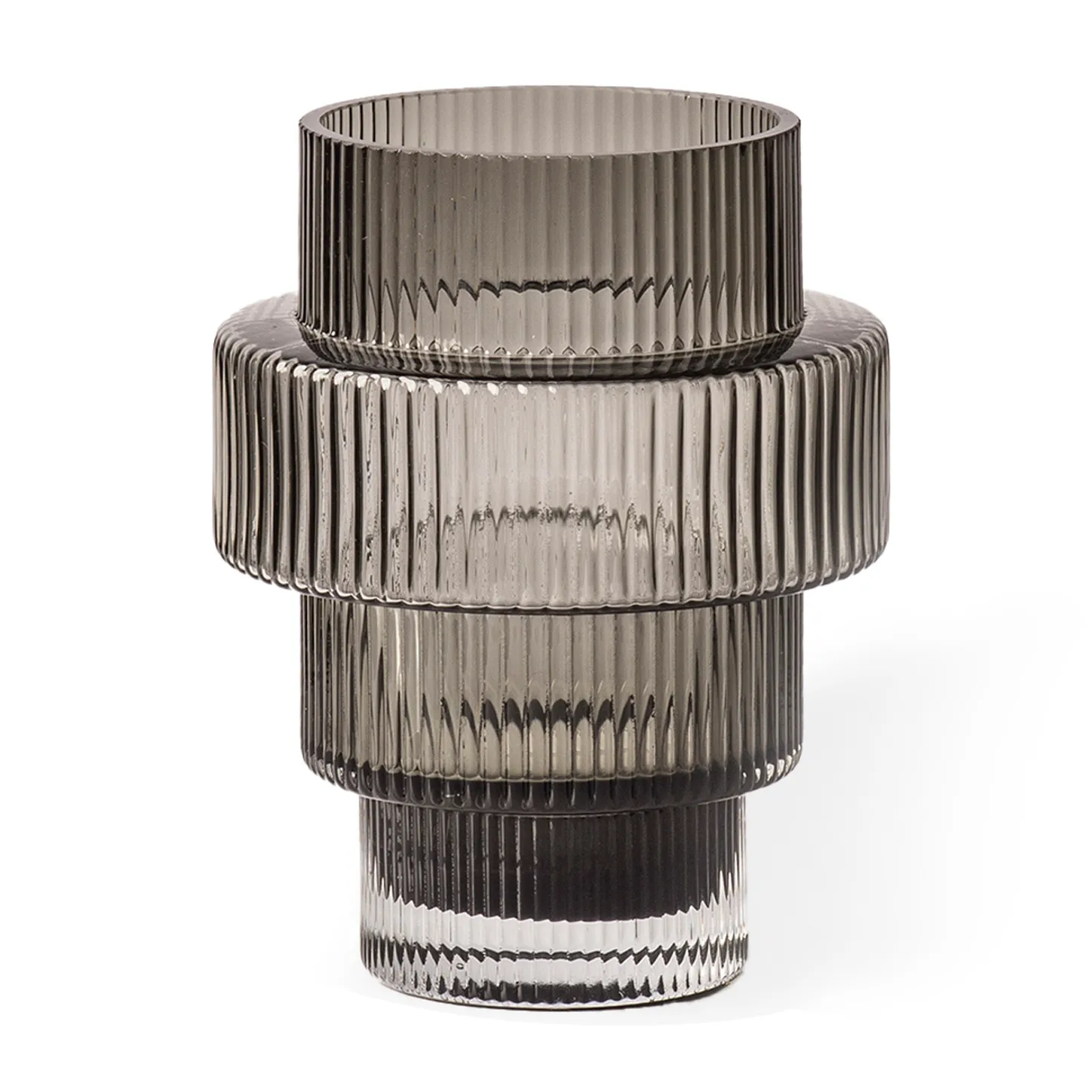 Bougeoir Steps Ø12 cm, Gris foncé POLSPOTTEN