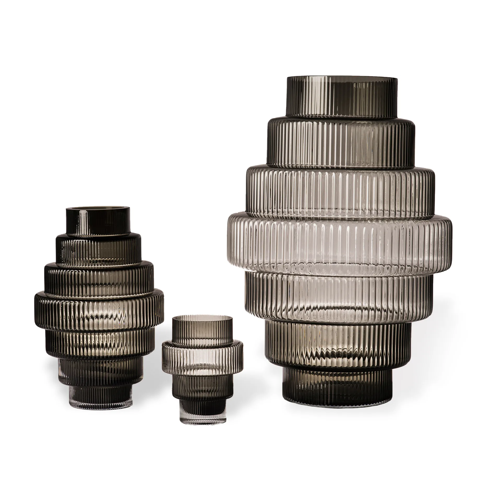 Bougeoir Steps Ø12 cm, Gris foncé POLSPOTTEN