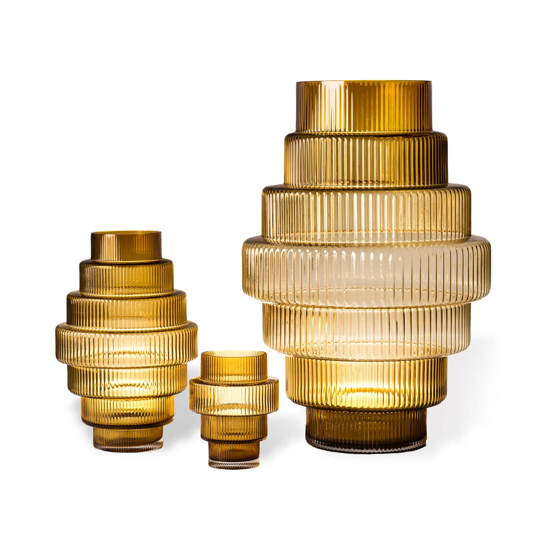 Bougeoir Steps Ø12 cm, Ocre POLSPOTTEN