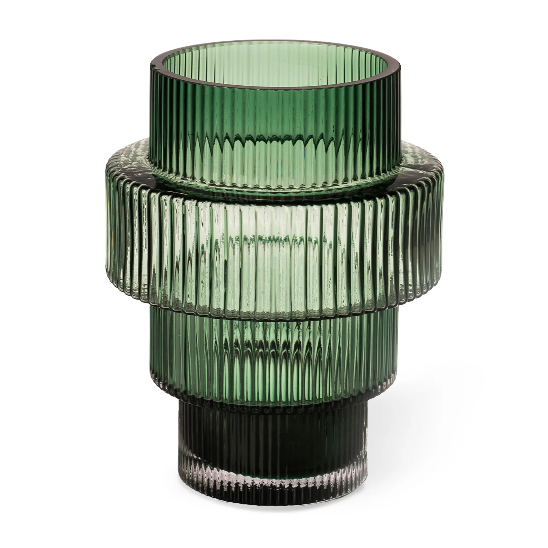 Bougeoir Steps Ø12 cm, Vert foncé POLSPOTTEN