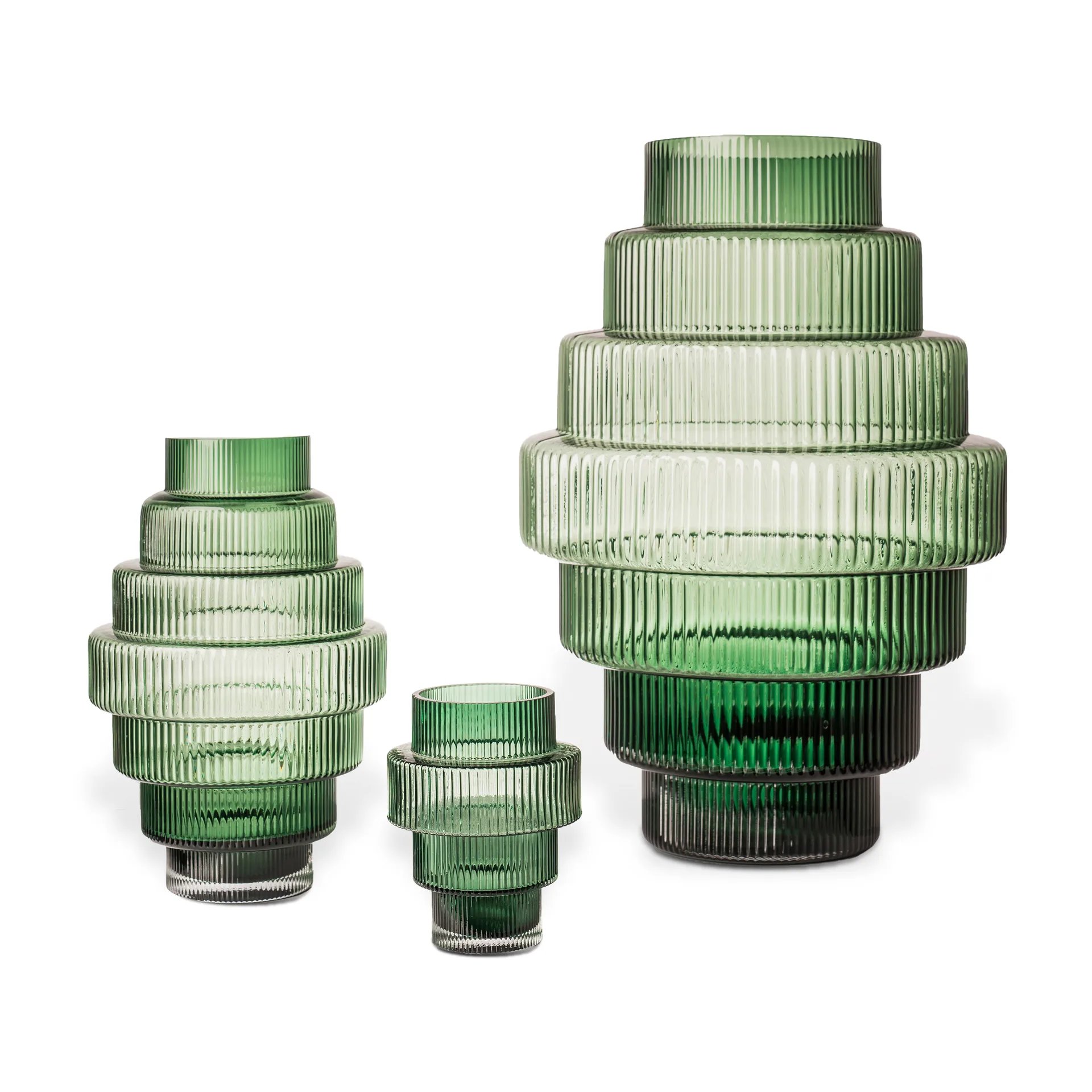 Bougeoir Steps Ø12 cm, Vert foncé POLSPOTTEN