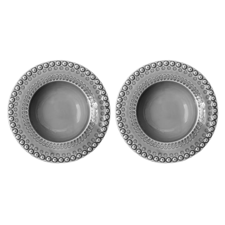 Assiette creuse Daisy Ø 21 cm Lot de 2 - Soft grey (gris) - PotteryJo