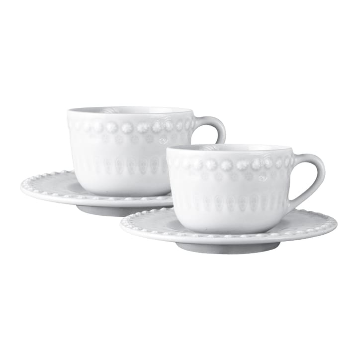 Tasse à thé avec soucoupe Daisy Lot de 2 - White (blanc) - PotteryJo