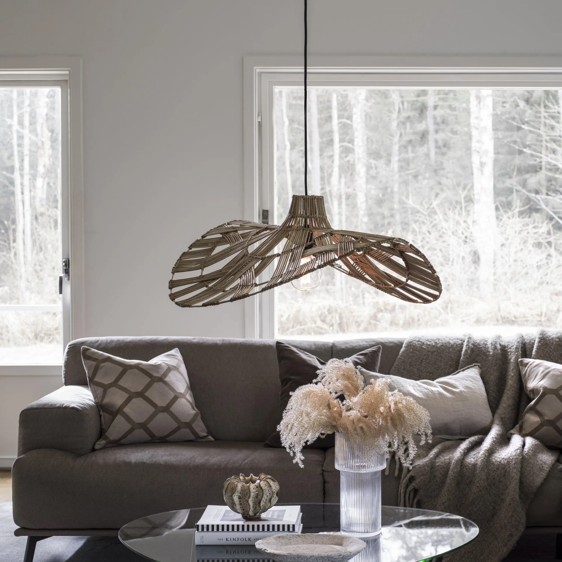 Lampe à suspension Wella rotin 81 cm, Nature PR Home