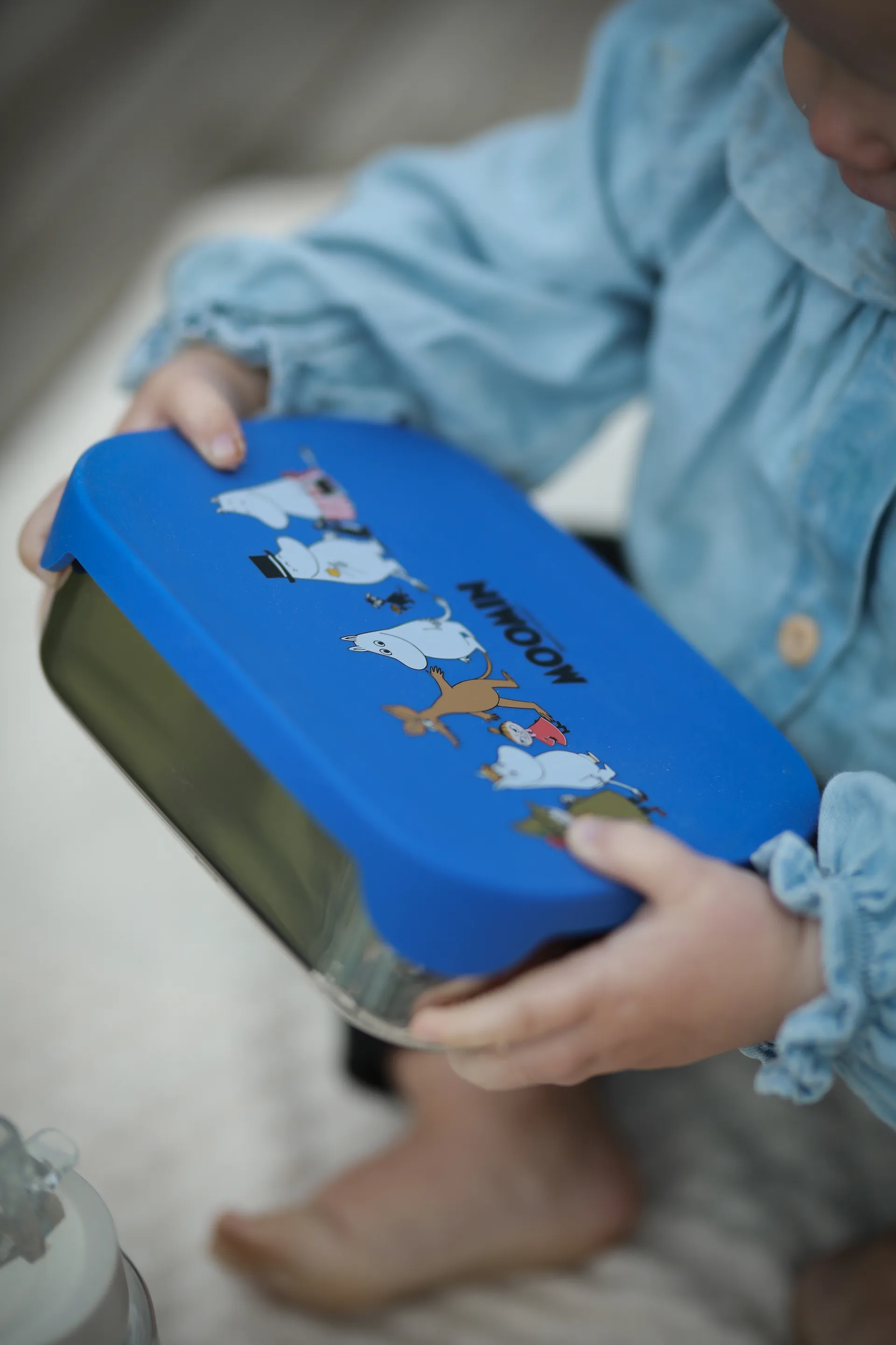 Boîte à déjeuner Mumin Familj en métal 13x17 cm, Bleu Rätt Start