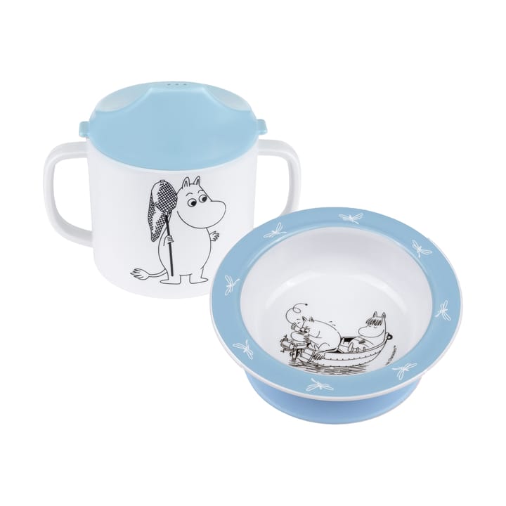 Mug avec bec & sous-tasse avec ventouse Mumin Vatten & Bad - Bleu - Rätt Start
