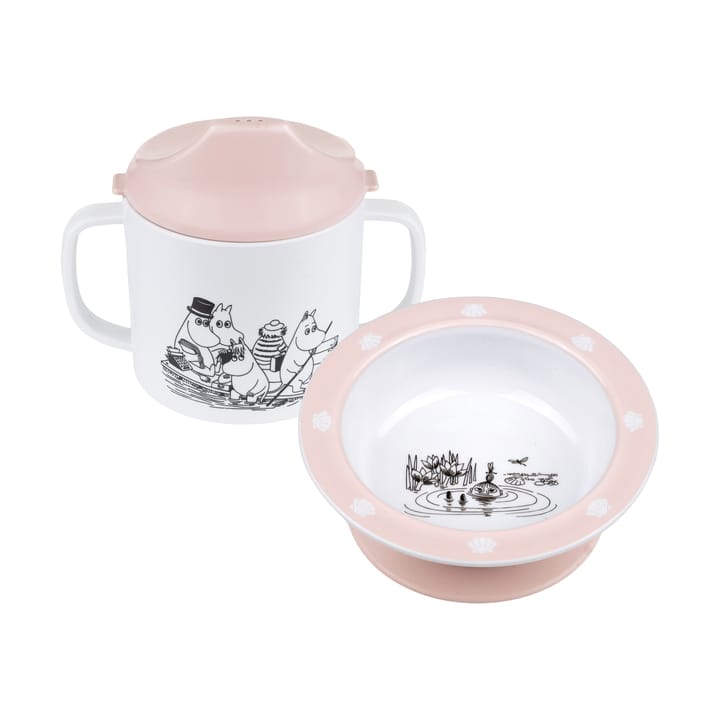 Mug avec bec & sous-tasse avec ventouse Mumin Vatten & Bad - Rose - Rätt Start
