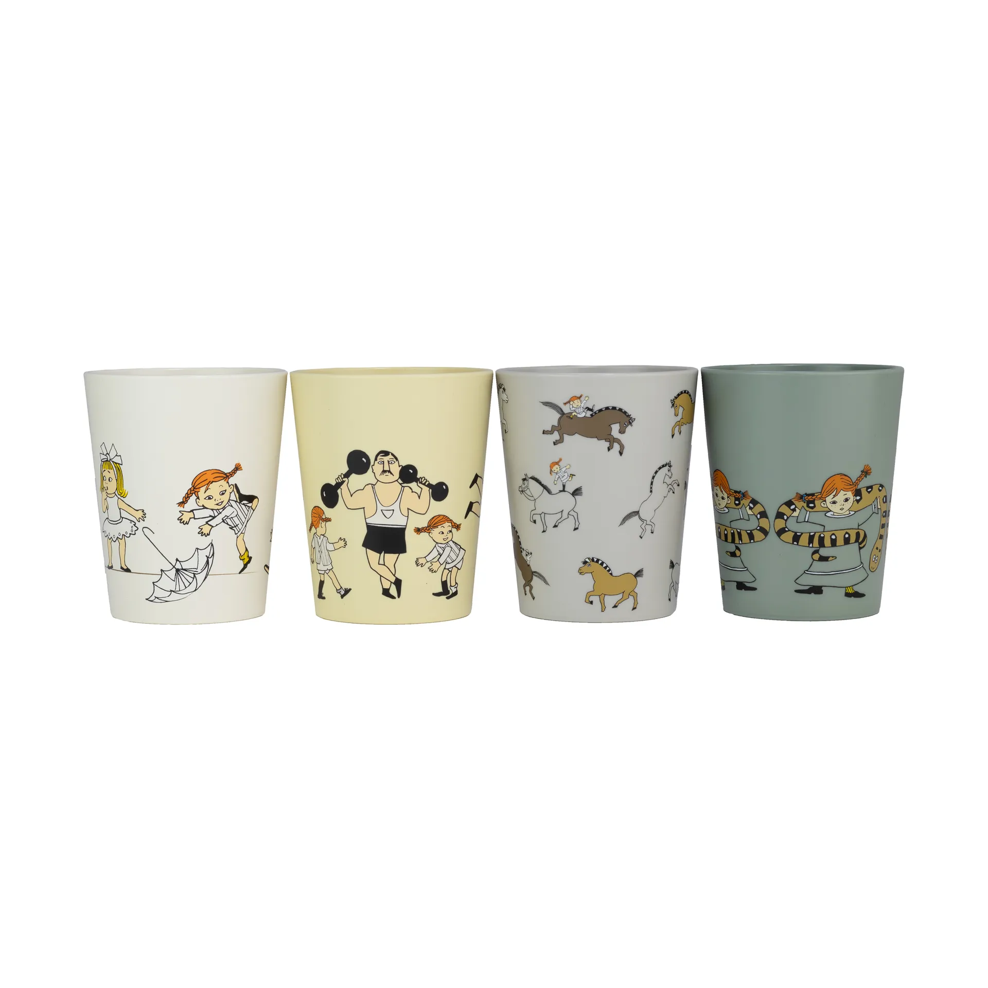 Tasses de collection Pippi Cirkus 15 cl, lot de 4, Multi Rätt Start