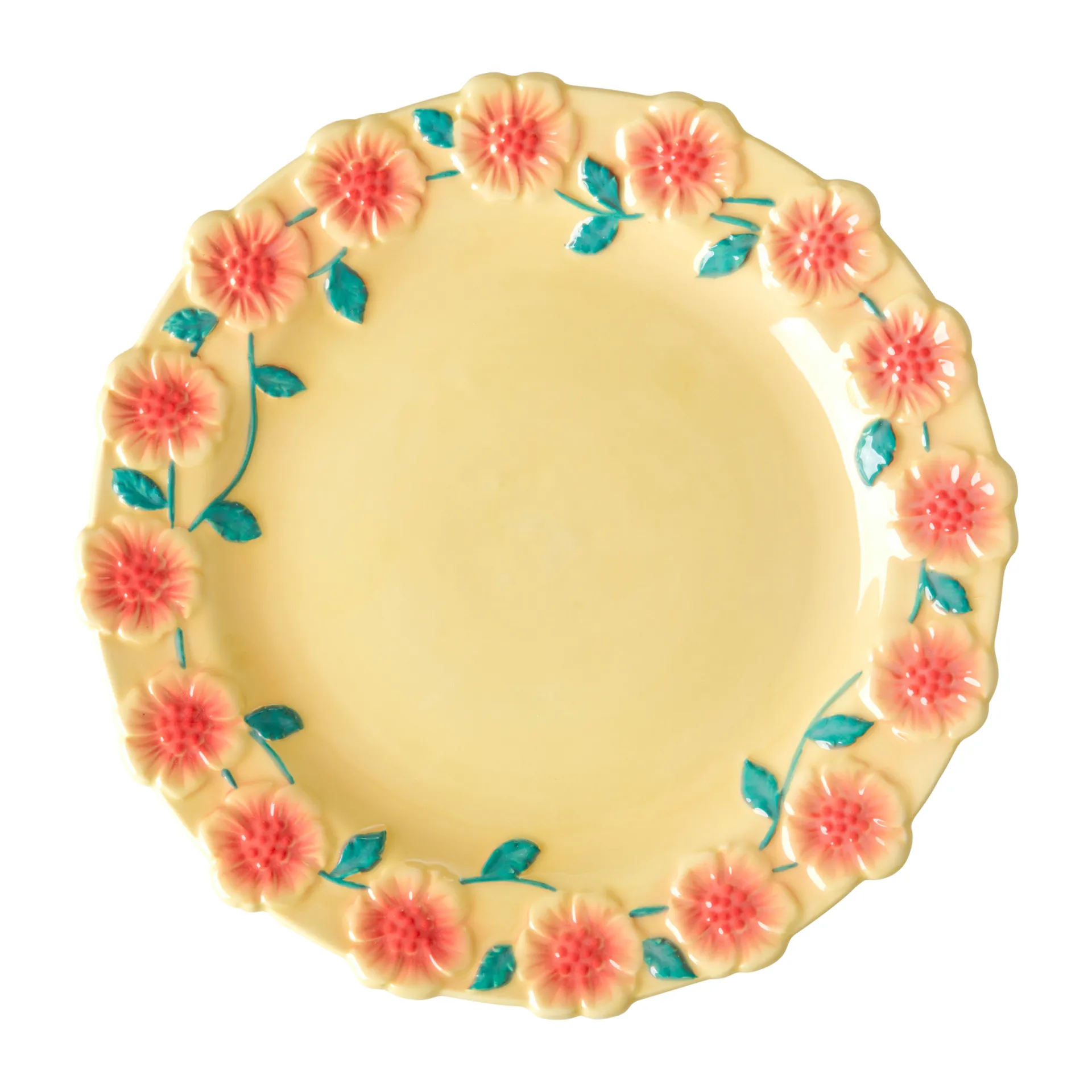 Assiette en céramique Rice Embossed Flower Ø25,5 cm, Creme RICE