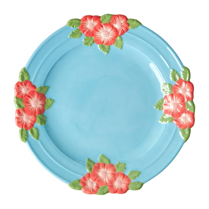 Assiette en céramique Rice Embossed Flower Ø25,5 cm, Mint RICE