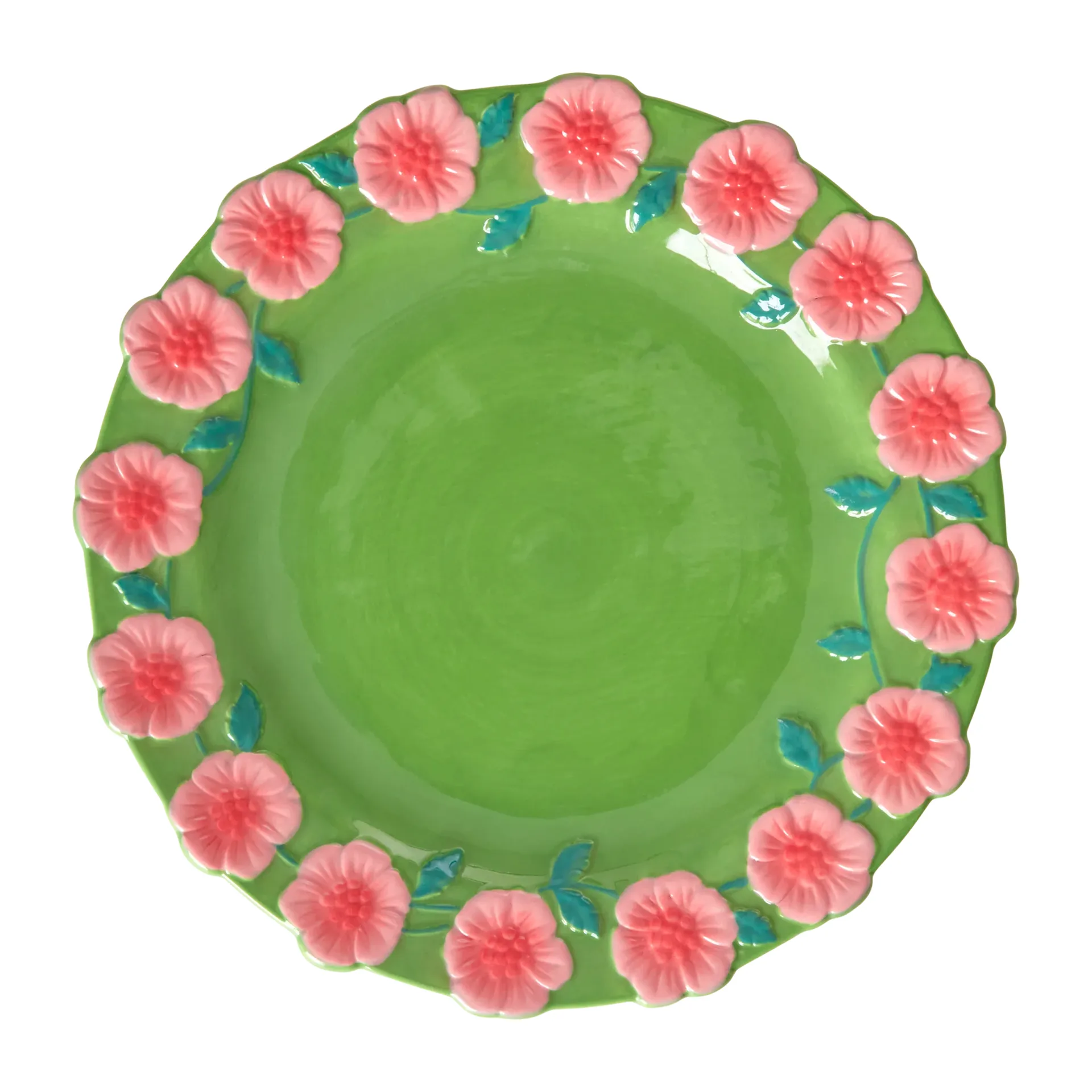 Assiette en céramique Rice Embossed Flower Ø25,5 cm, Sage green RICE