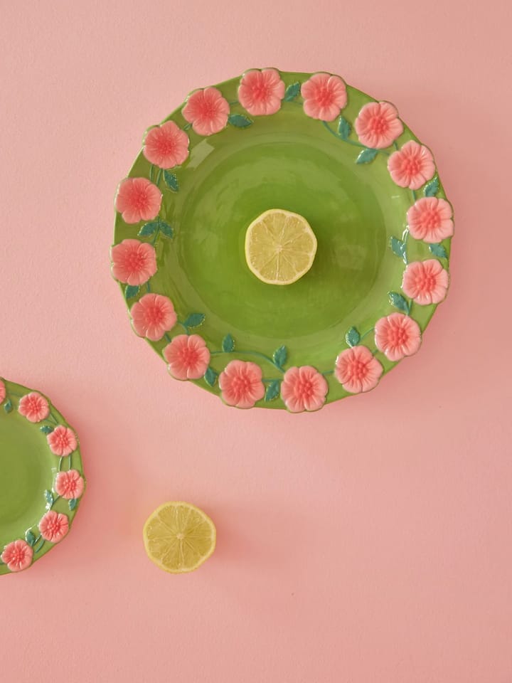 Assiette en céramique Rice Embossed Flower Ø25,5 cm, Sage green RICE